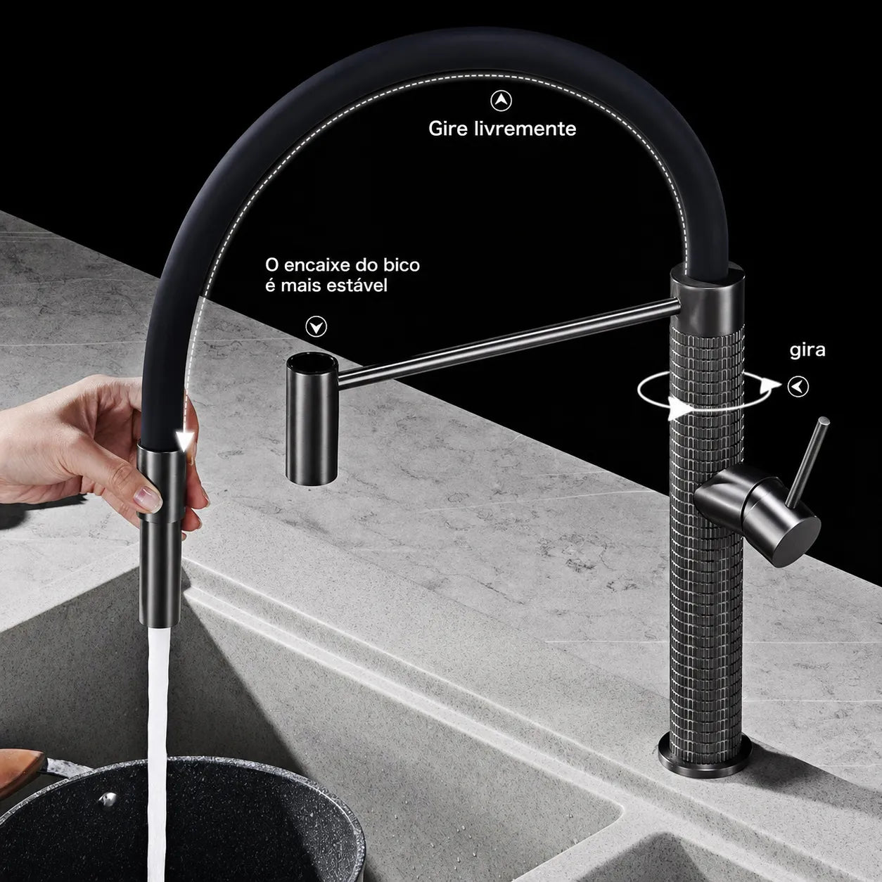 Torneira de Cozinha Gourmet Monocomando Extensível em Latão Design Premium - Savelli