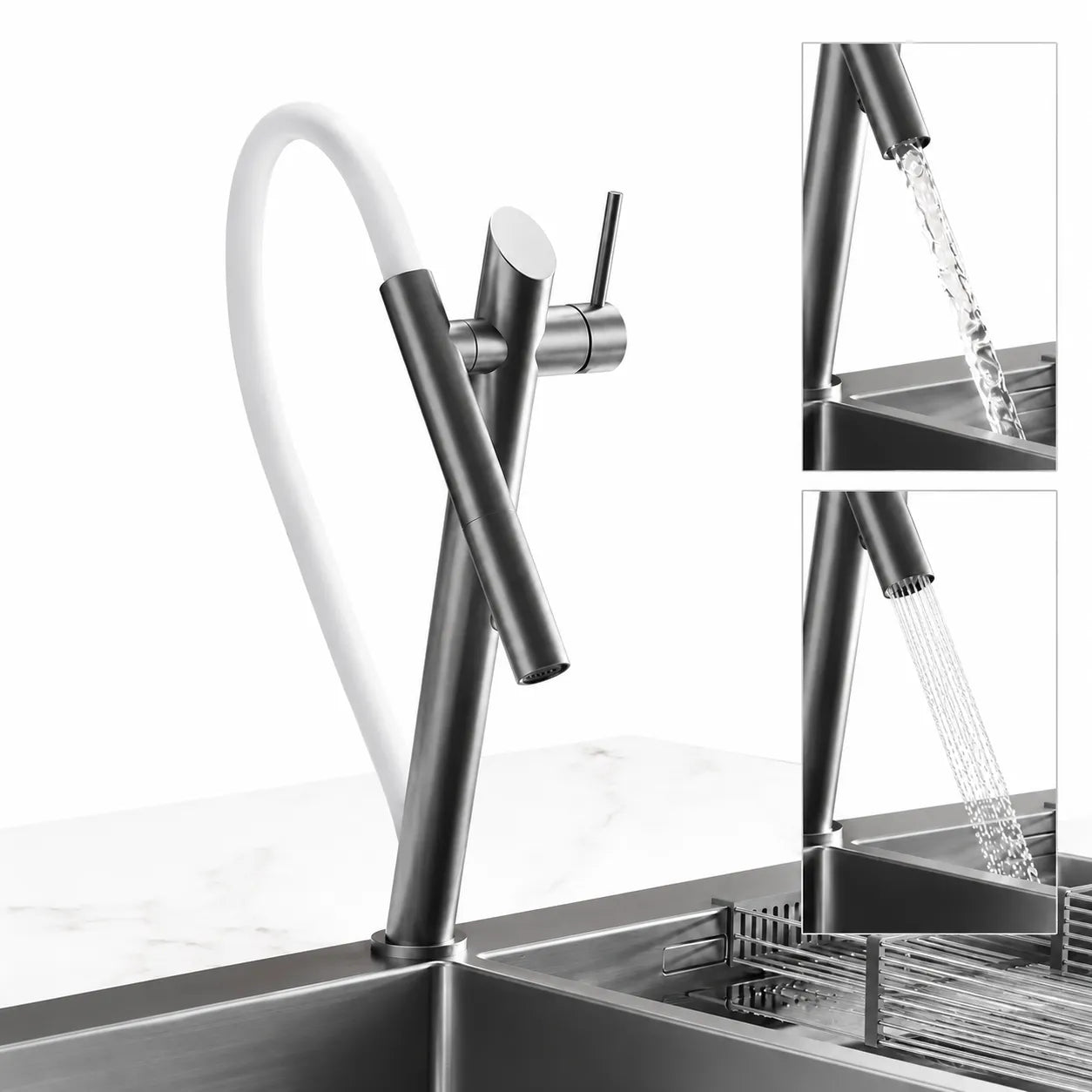 Torneira de Cozinha Gourmet Monocomando Extensível Flexível com 2 Jatos - Savelli - imagem 5