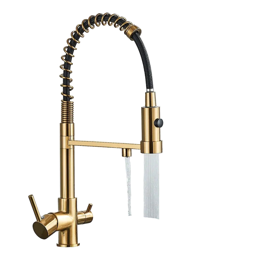 Torneira para Cozinha com Filtro 3 Vias Purificadora e Mola Extensível em Latão - Savelli