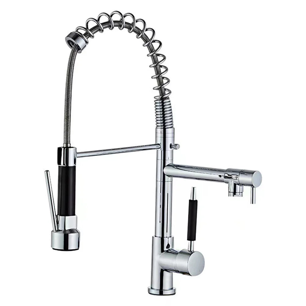 Torneira de Cozinha Gourmet Monocomando com Mola Extensível e Bica Dupla - Savelli