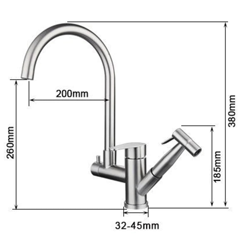 Torneira para Cozinha Misturador Bica Alta com Ducha Extensível Pressurizada em Aço Inox - Savelli