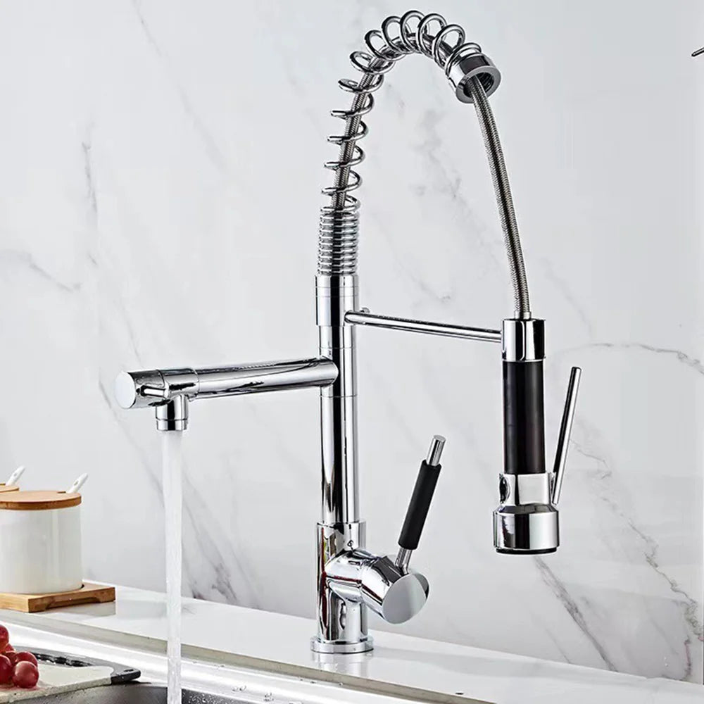 Torneira de Cozinha Gourmet Monocomando com Mola Extensível e Bica Dupla - Savelli