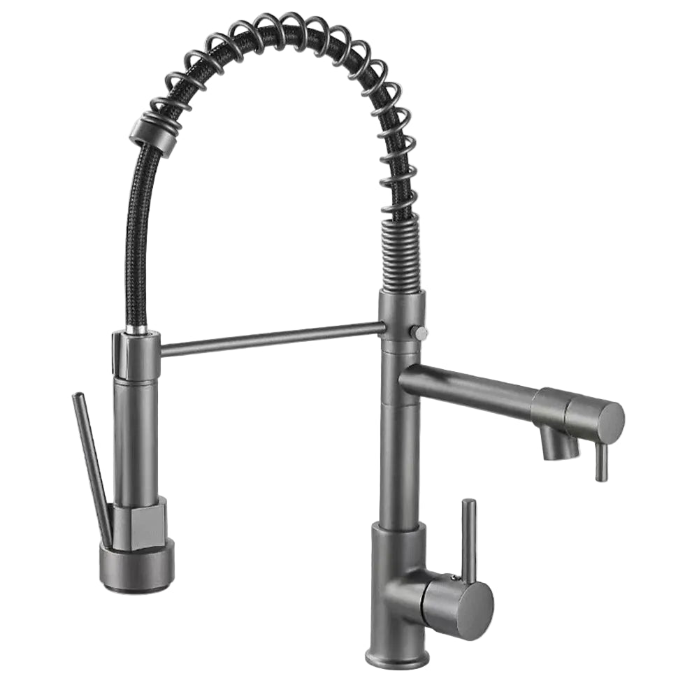 Torneira de Cozinha Gourmet Monocomando com Mola Extensível e Bica Dupla - Savelli