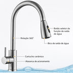 Torneira de Cozinha Gourmet Monocomando Extensível Aço Inox - Savelli